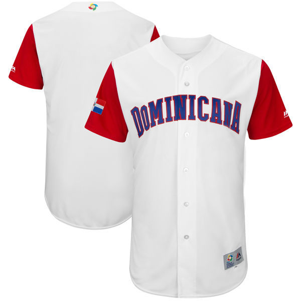 customized Men Dominican Republic Baseball Majestic White 2017 World Baseball Classic Authentic Team Jersey